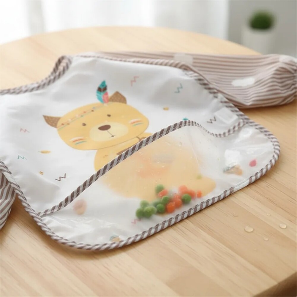 Babero con manga Little Ones gatito beige