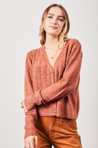 Cardigan Calados Rojo Melange