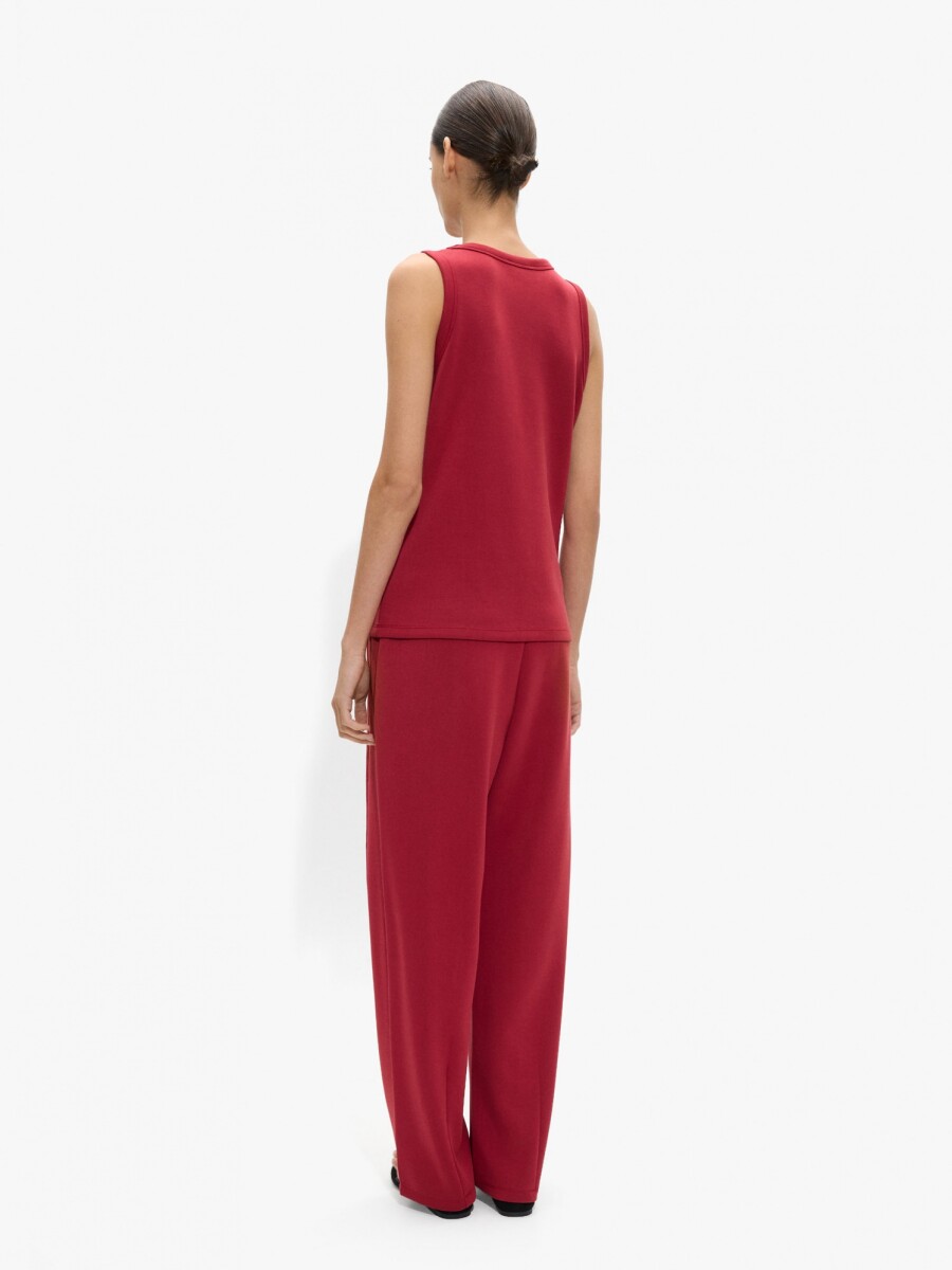 Pantalón Básico Con Tacto Suave rojo