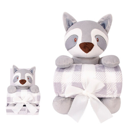 Manta Infantil con Peluche Hudson Baby MAPACHE