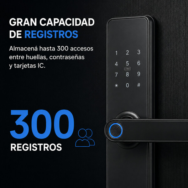 Cerradura Inteligente Digital Huella Contraseña Tarjeta Wifi Color Negro