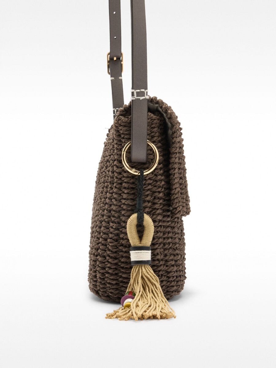 Bolso De Bandolera Efecto Rafia marron