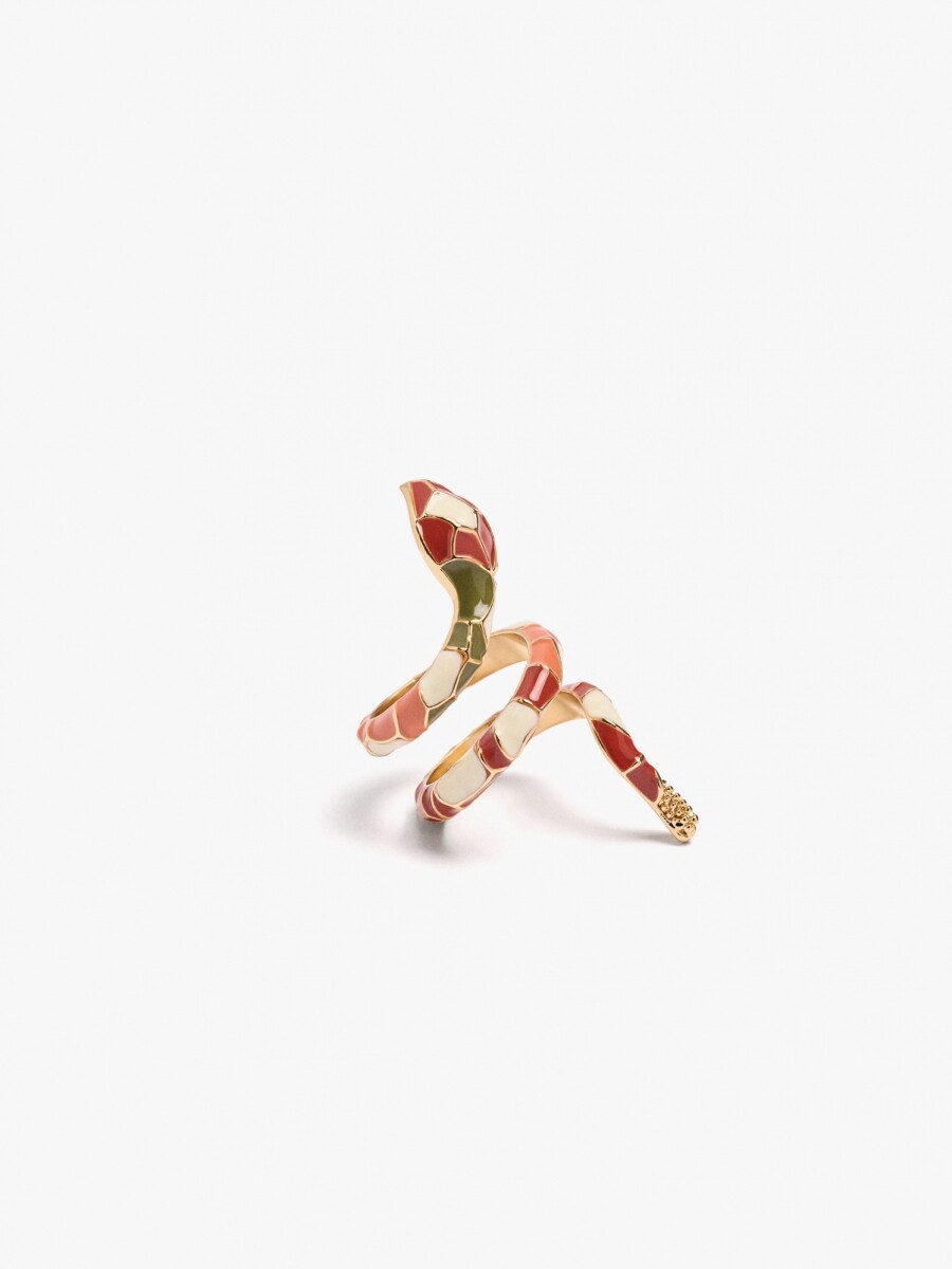 Anillo Cobra Con Esmalte multicolor