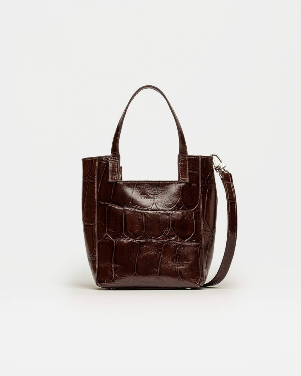 Mini Bag The Icon en cuero grabado big croco Marron
