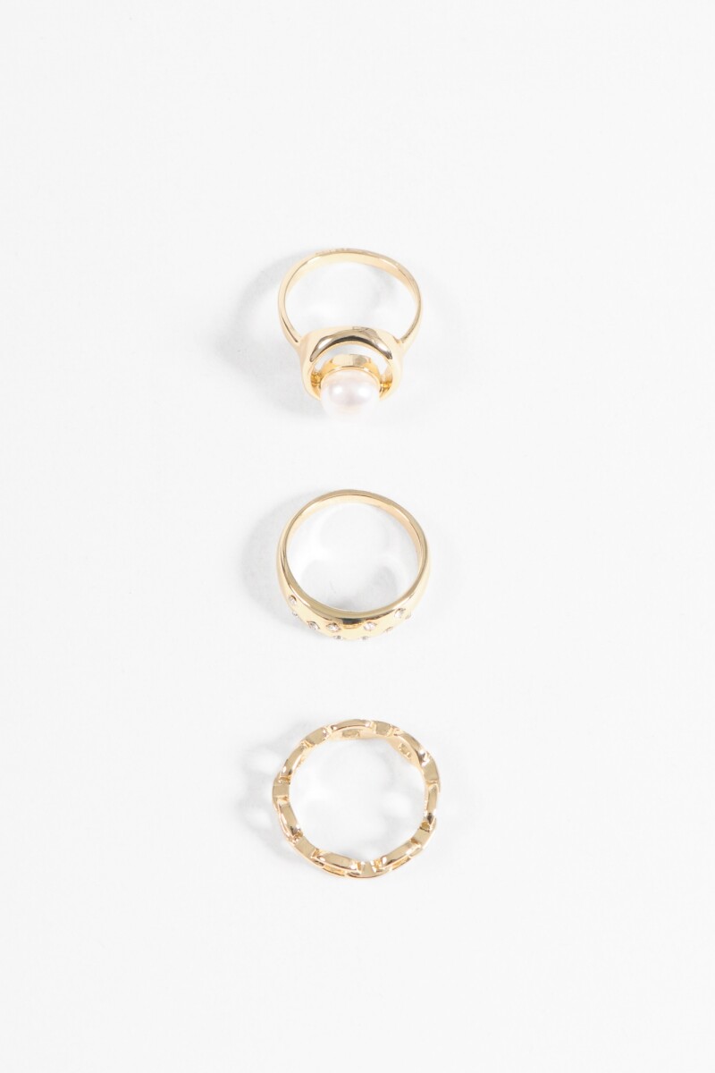 Set anillos perla dorado