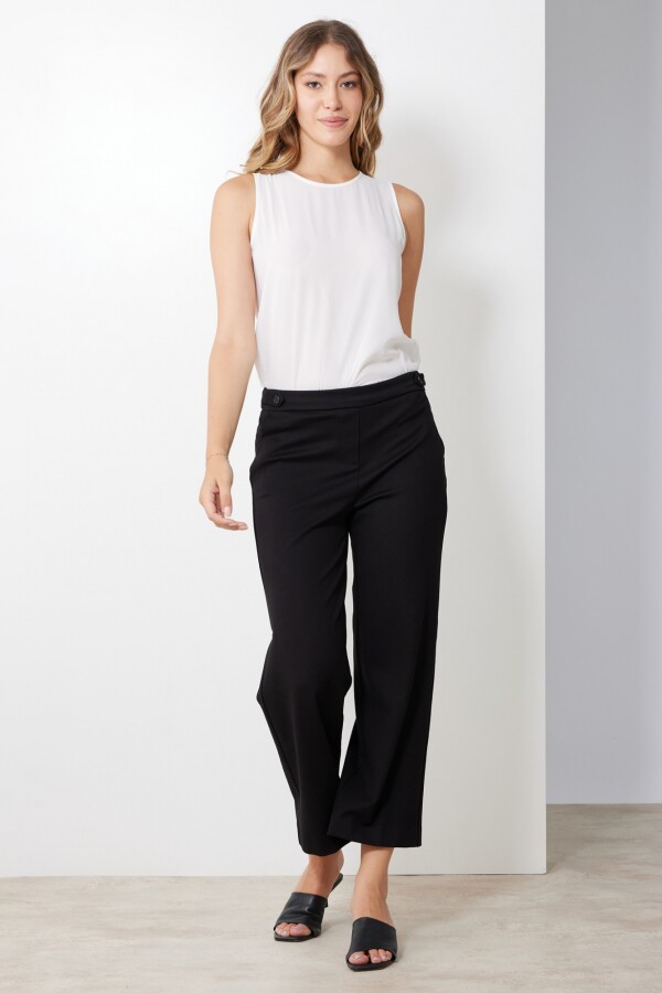 Pantalon Recto Botones NEGRO