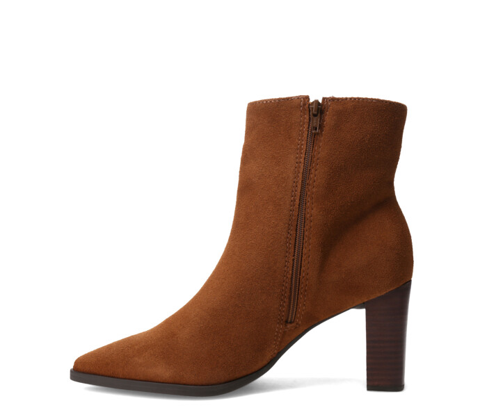 Botas de Mujer Bottero Caña Baja En Punta de Cuero Marrón Camel