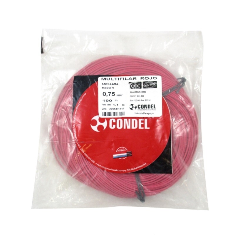 CABLE MULTIFILAR 0,75MM2 ROJO CONDEL CABLE MULTIFILAR 0,75MM2 ROJO CONDEL