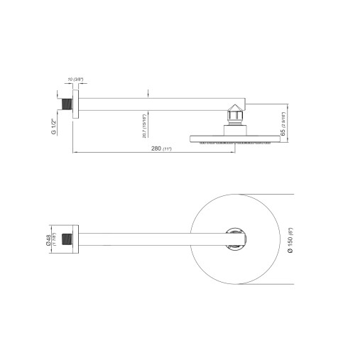 Roseta Y brazo redonda Articulada 15Cm negra mate 000