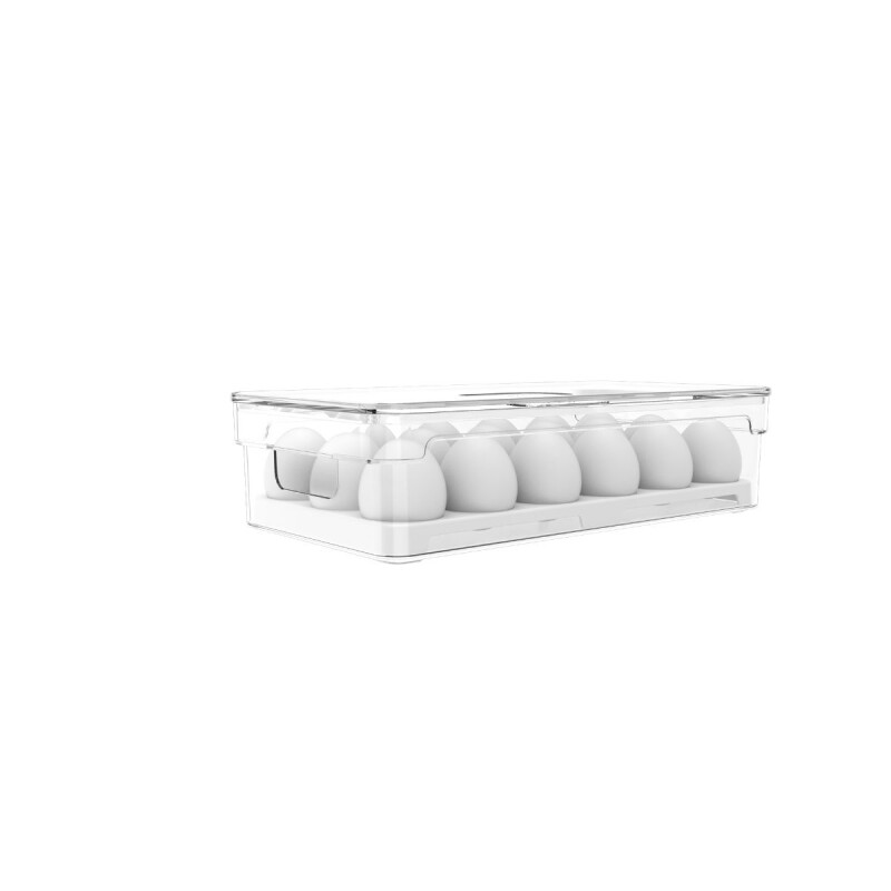Huevera Organizador de huevos Clear Fresh 18 un. Blanco OU Huevera Organizador De Huevos Clear Fresh 18 Un. Blanco Ou