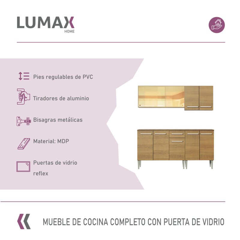 Mueble de cocina completo 169cm rústico Rustico