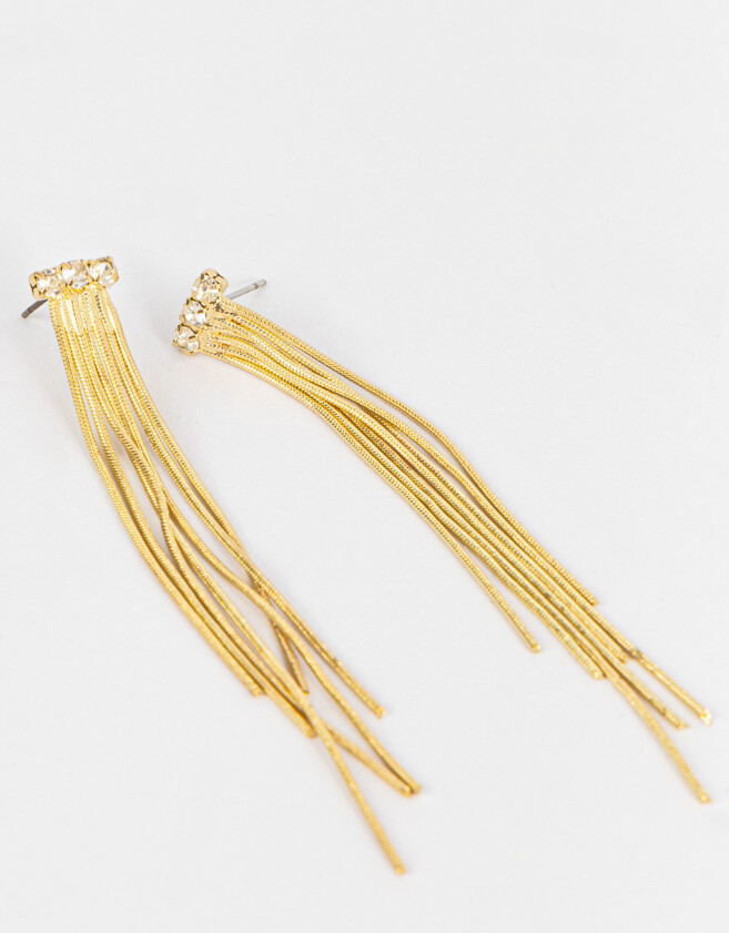Aros Colgantes Largos Con strass Aros Con Strass - Dorado