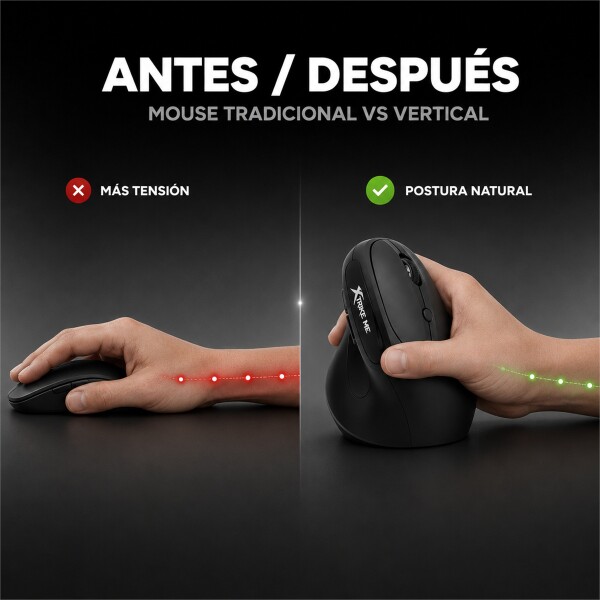 Mouse Vertical Inalámbrico Xtrike Me GW-301 4000 DPI Negro 1