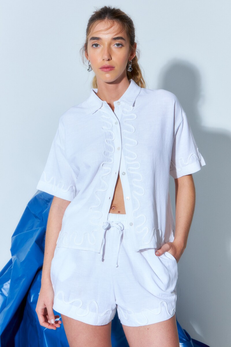 Camisa manga corta wavy sun blanco