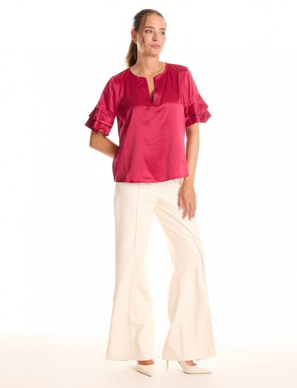 Blusa Saten Volados BORDEAUX