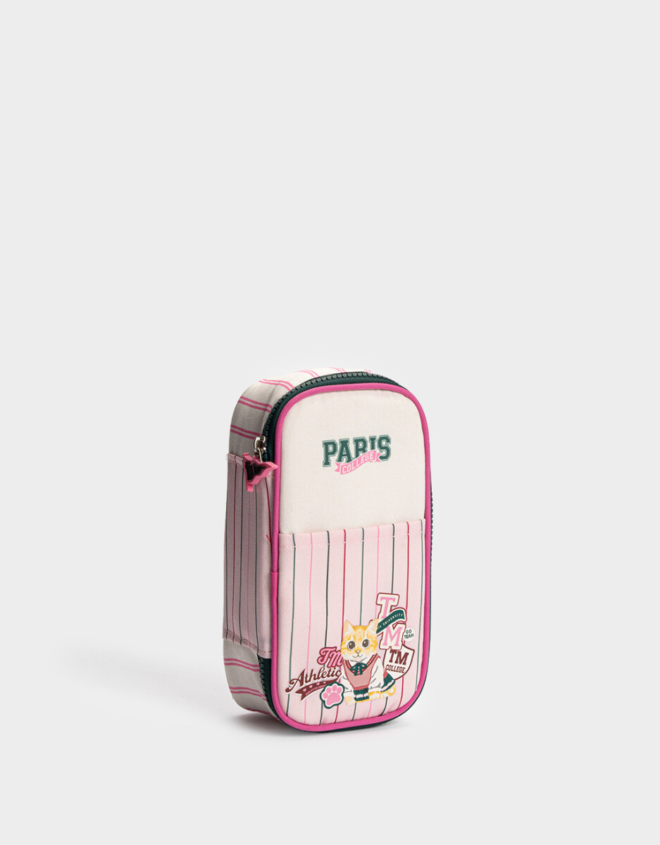 Cartuchera De Canva Estampado Con Bolsillo Y Divisiones 