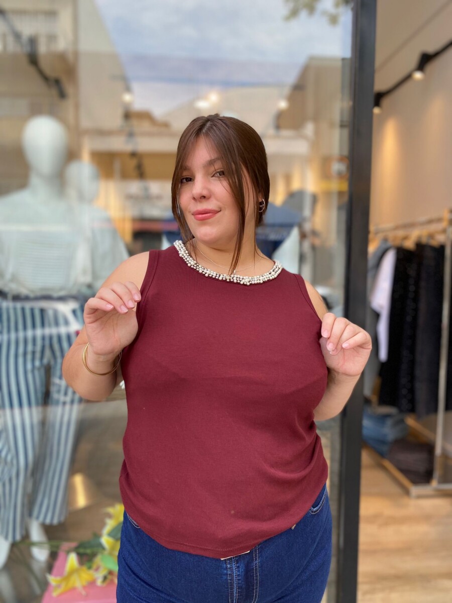 Musculosa Perlas - Bordo 