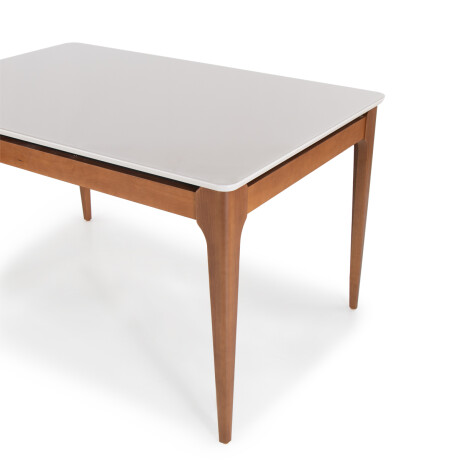 Mesa de Comedor Addar - 160 x 90 - Con Vidrio Off White y Natural