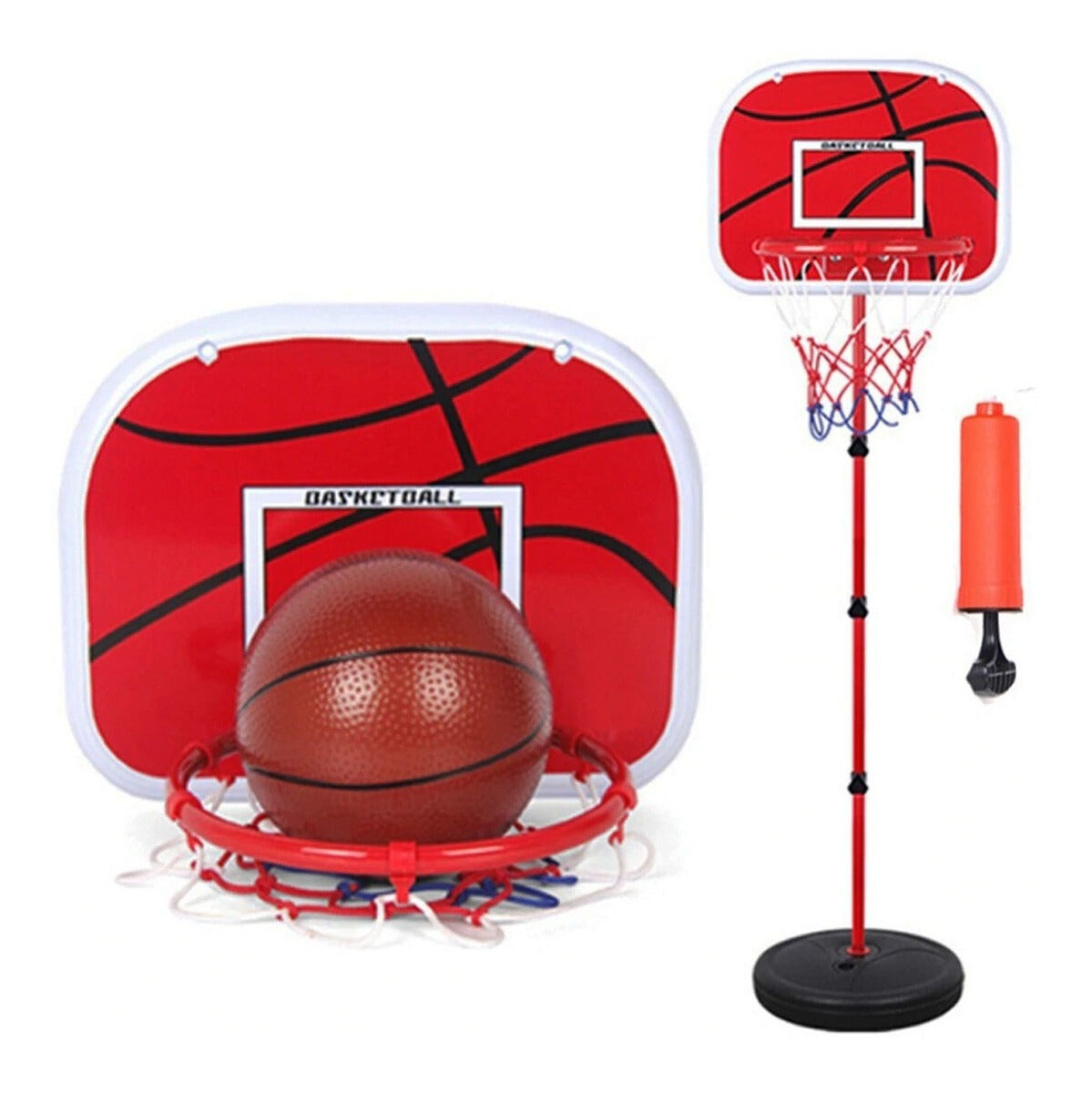 Tablero Aro Basketball + Base + Red+ Pelota +inflador 