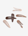 Horquillas Set Acrilico Set De Hebillas Tic Tac - Marron Beige