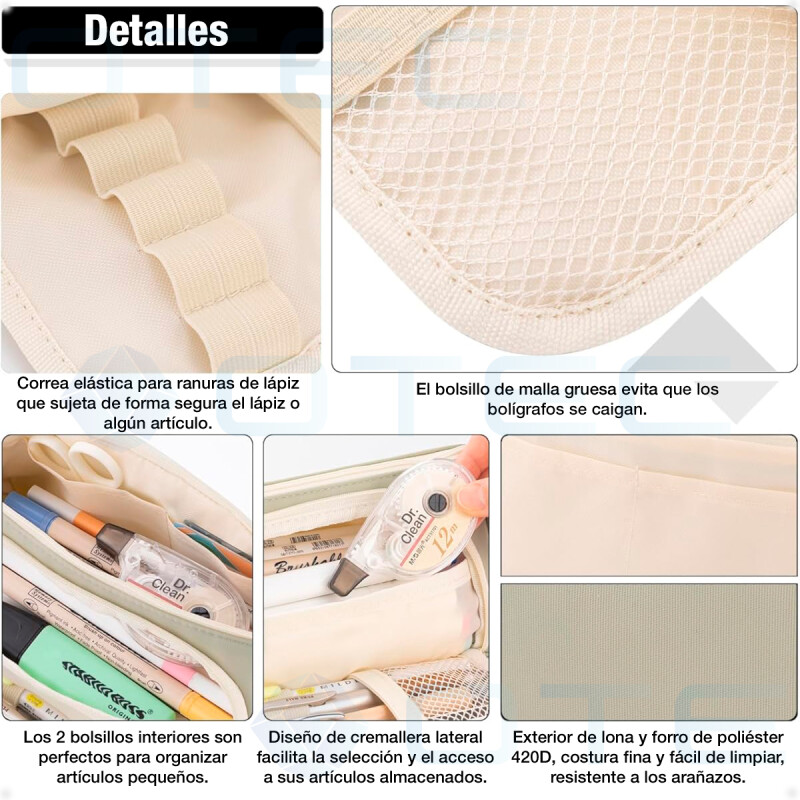 Estuche Cartuchera para Lápices Estudiante Escolar Verde Claro