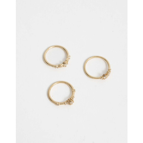 Set De Anillos Oro Zirconia Dorado