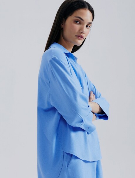 CAMISA MANGA LARGA AZUL