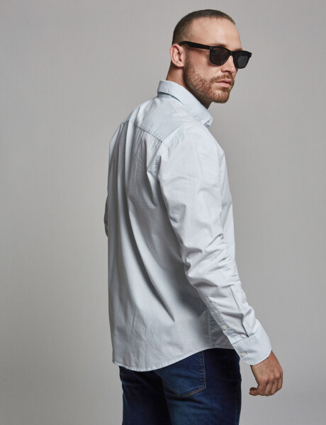 Camisa micro cuadros celeste