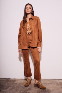 Pantalon Gamuza Cuero Vegano Camel