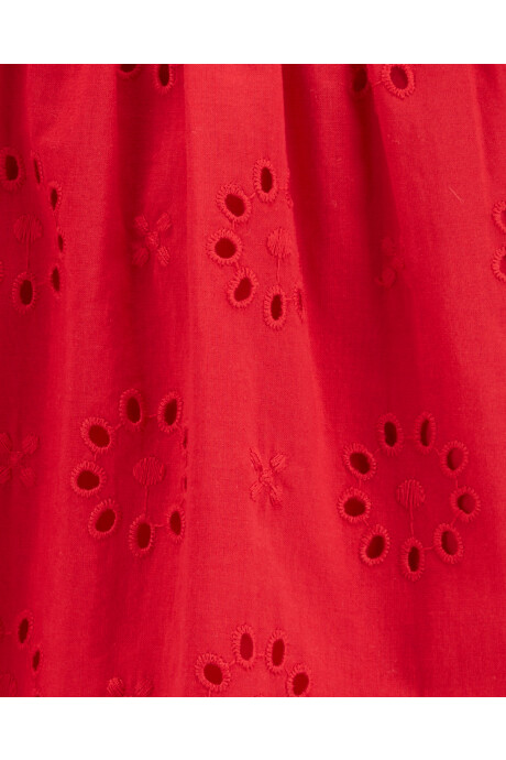 Vestido de algodón, con ojales, rojo Sin color
