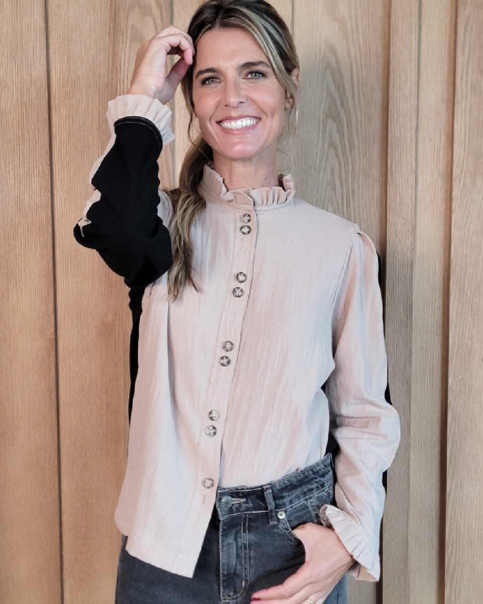 Camisa Mili - Combinada Beige y negro 