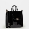 Shopper The Circle en cuero charol Negro
