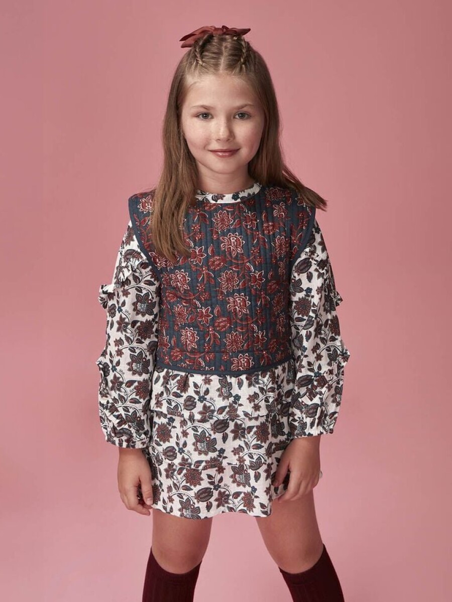 Vestido Estampado Con Blanco Roto