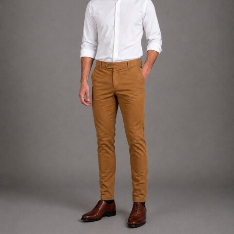 Pantalón de gabardina Camel