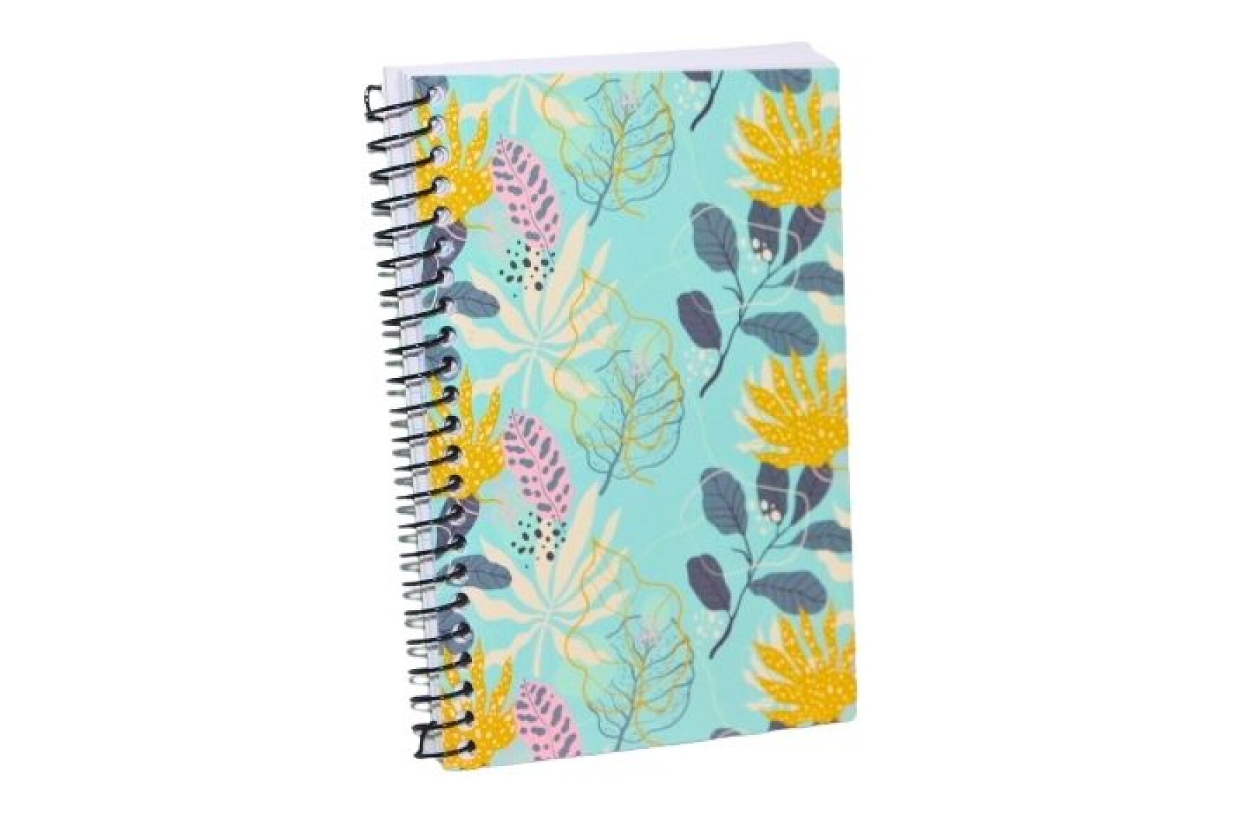 LIBRETA AUGURI ESPIRAL 96 HOJAS TAMAÑO 10 CM X 15 CM - TAPA HOJAS CELESTE 