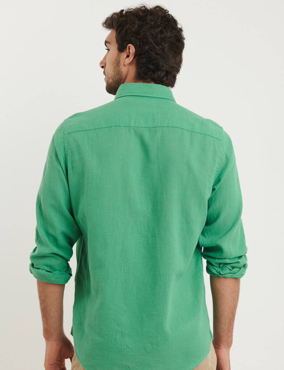 011665 CAMISA DE LINO HARRINGTON LABEL Verde Medio