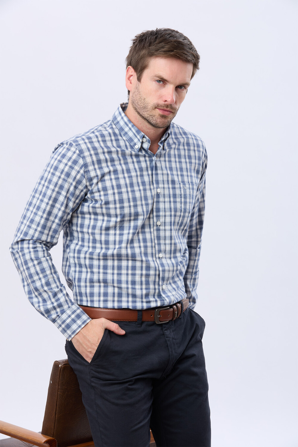 CAMISA A CUADROS Azul