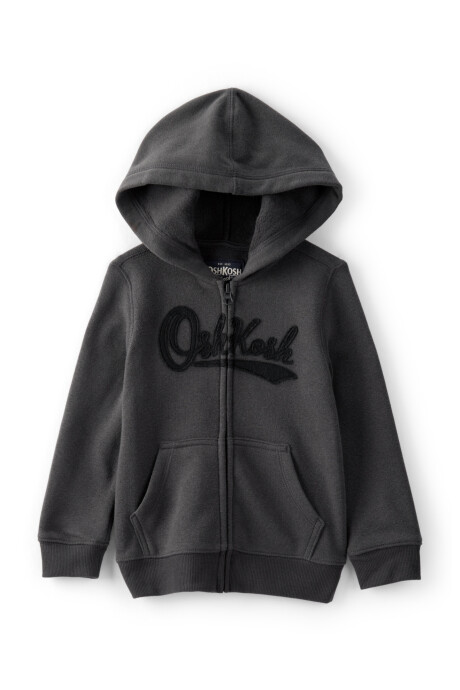 Campera de algodón con felpa, negra. Talles 2-5T Sin color