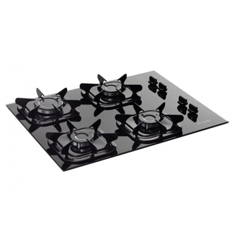 Anafe Mueller Cooktop 4 Hornallas a Gas Vidrio Templado Negro