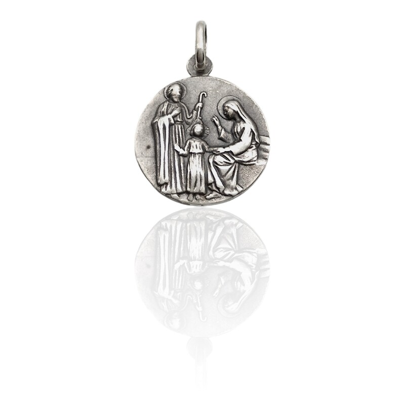 Dije Sagrada Familia-Plata 925 quemada-Sin piedra-CP3075 Sinpiedra