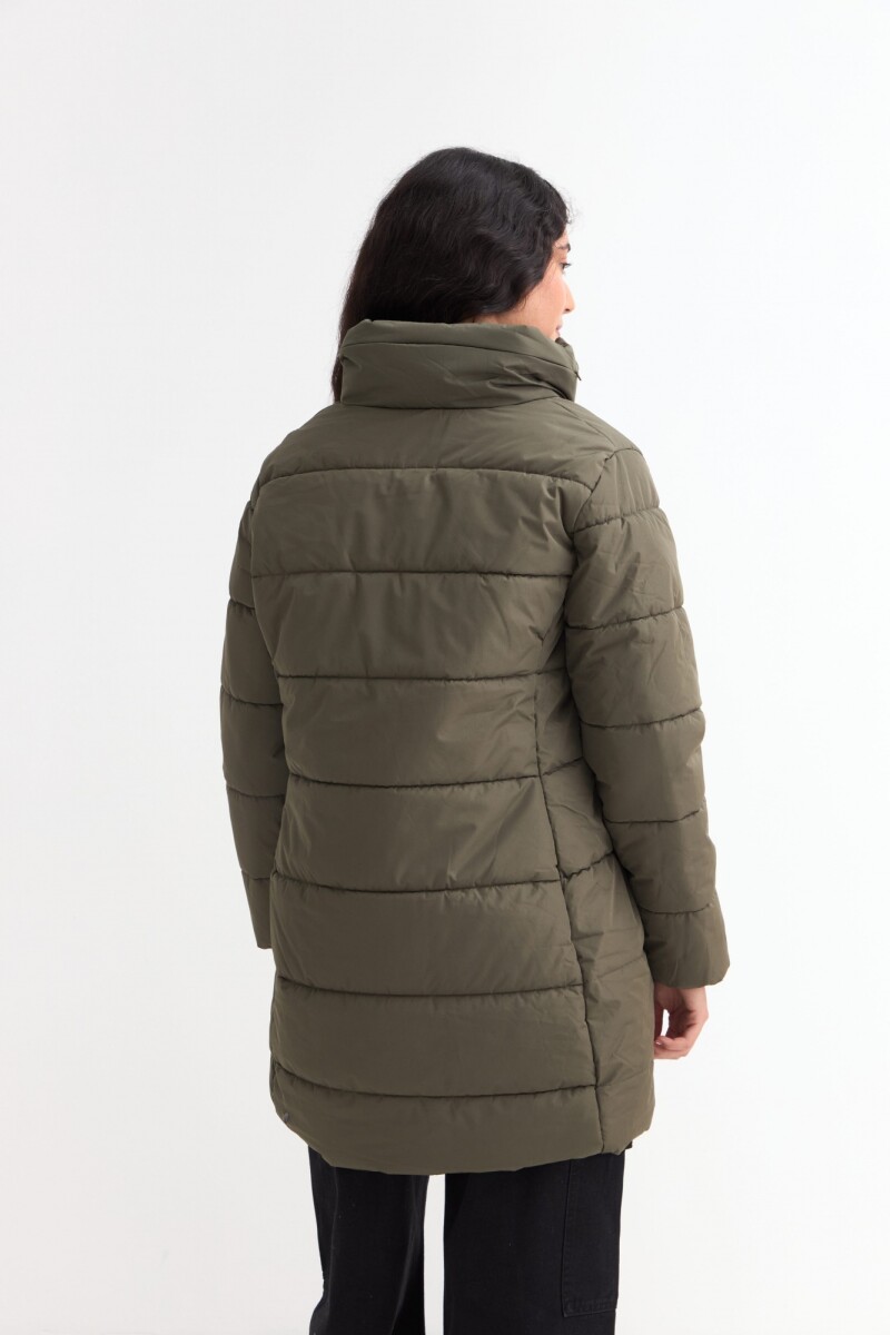 Campera puffer larga VERDE OLIVA