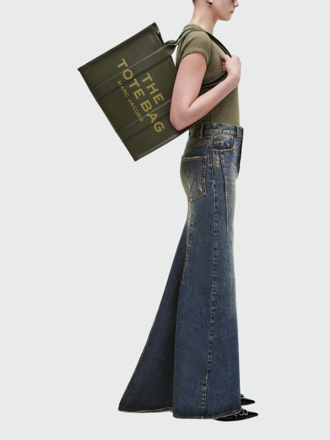 MARC JACOBS - THE LEATHER LARGE TOTE BAG Verde