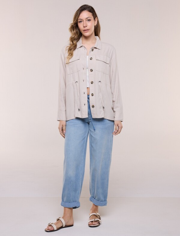 Sobrecamisa Utilitaria Con Cordón Ajustable BEIGE