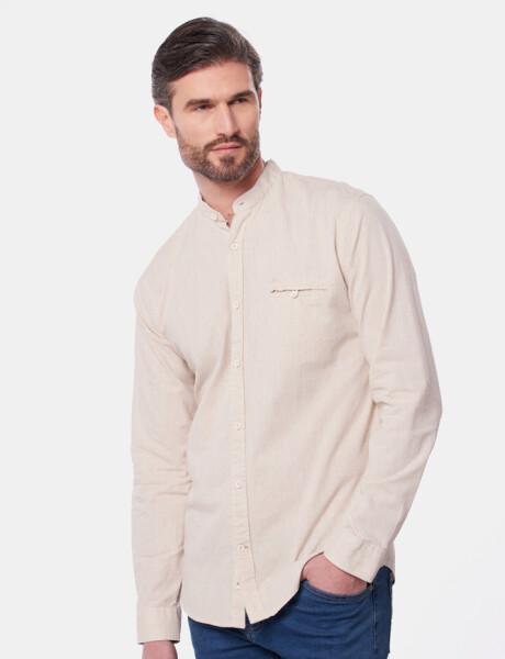 CAMISA DE LINO CUELLO MAO Beige