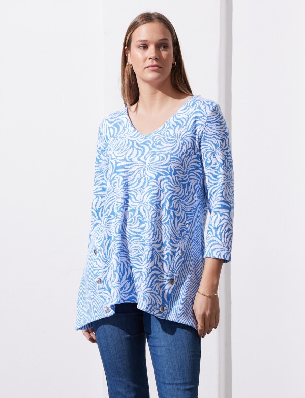 Blusa Botones AZUL/BLANCO