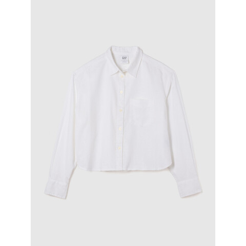 V-LS CROPPED LINEN SHIRT OPTIC WHITE V6