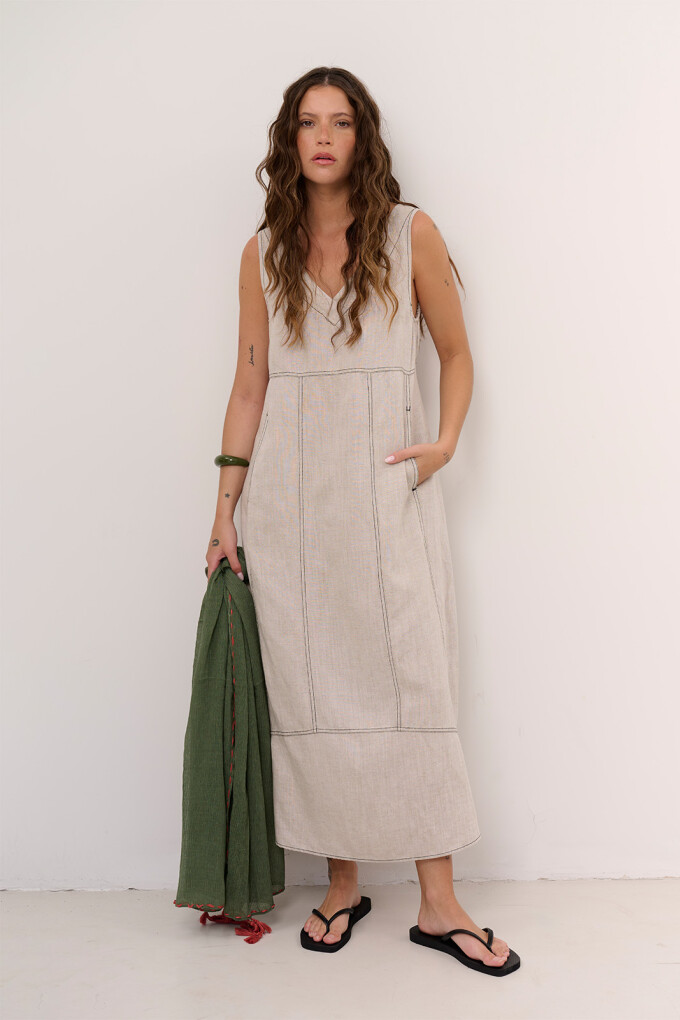 VESTIDO LINO VIVI BEIGE