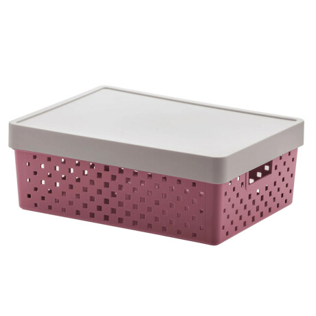 Caja Canasto Organizador Quadratta con Tapa en PP 39x29x14Cm Rosa