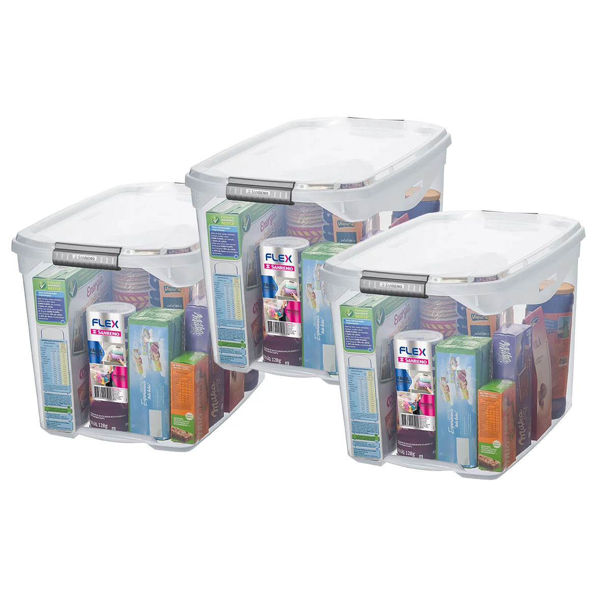 Set x3 Caja organizadora 36 lts - TRANSPARENTE 