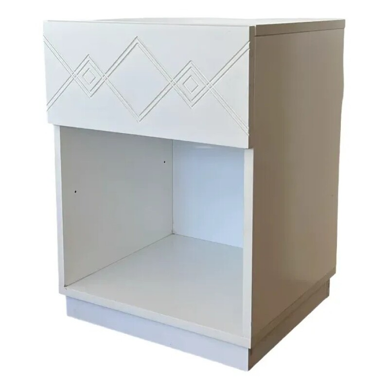 Mesa de luz blanca con 1 cajón - MERCADERIA CON DETALLES Mesa de luz blanca con 1 cajón - MERCADERIA CON DETALLES